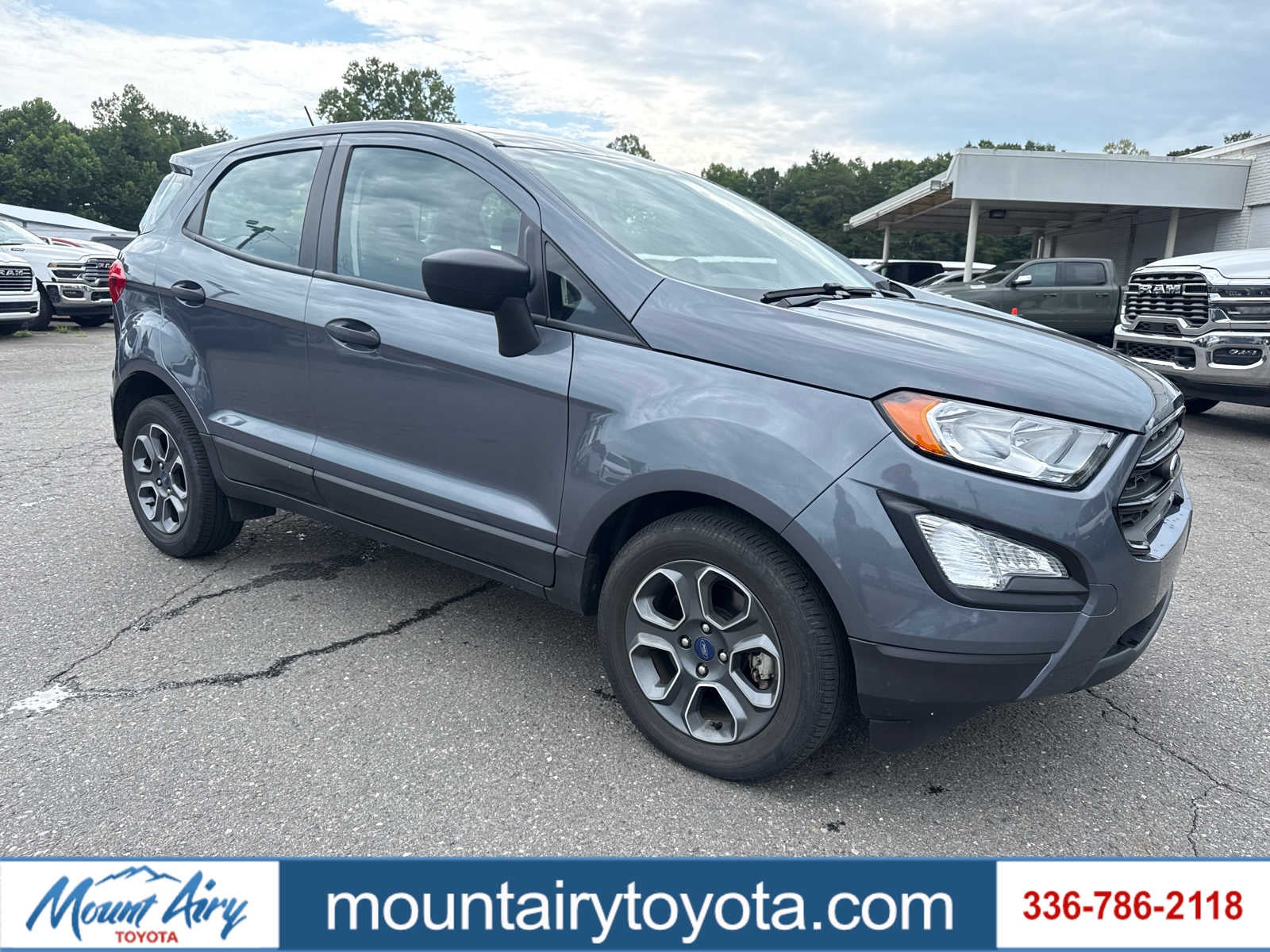 2018 Ford EcoSport S in Smoke Metallic — front three-quarter view