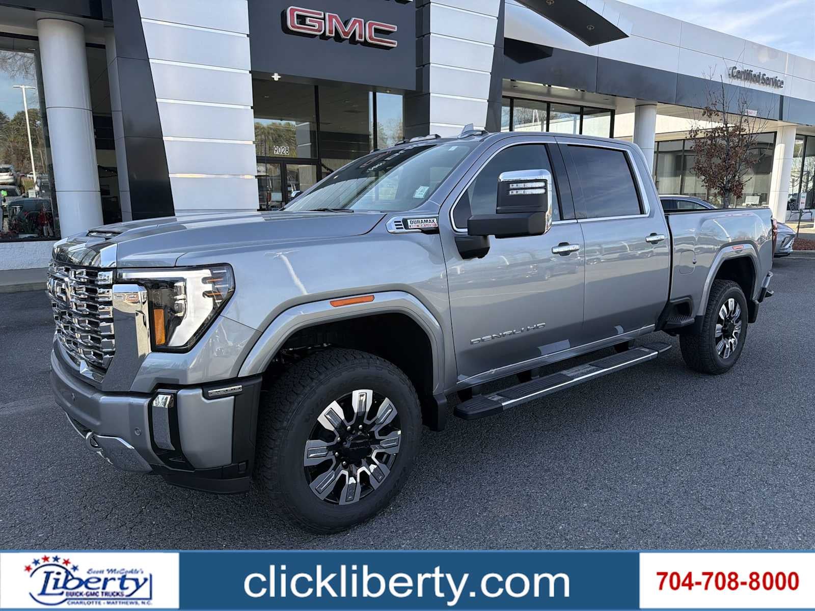 2026 GMC Sierra 2500 HD Denali in Sterling Metallic — front three-quarter view