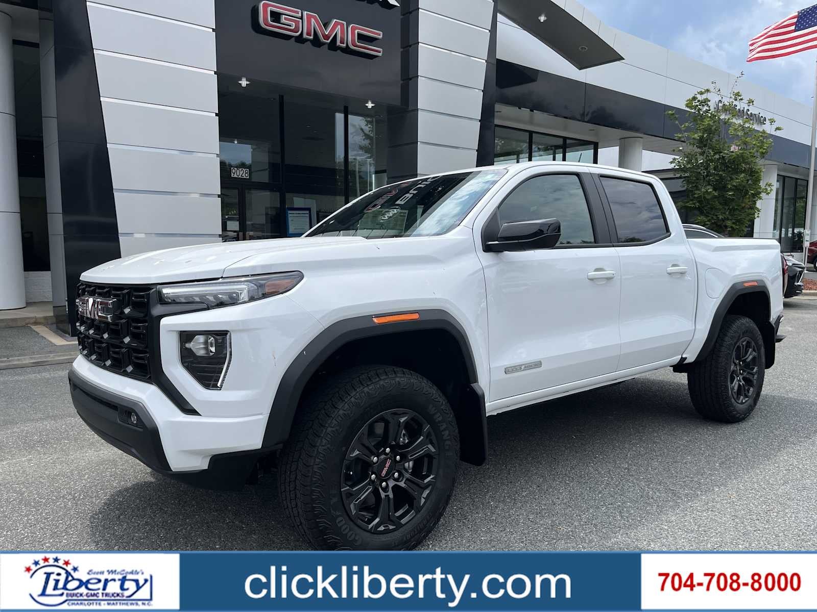 2025 GMC Canyon Elevation in Summit White — front three-quarter view