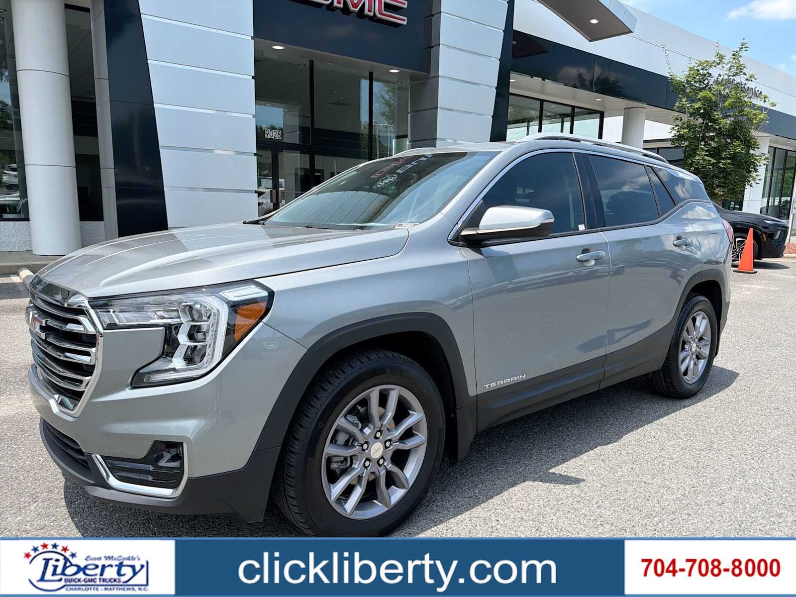 2023 GMC Terrain SLT in Sterling Metallic — front three-quarter view