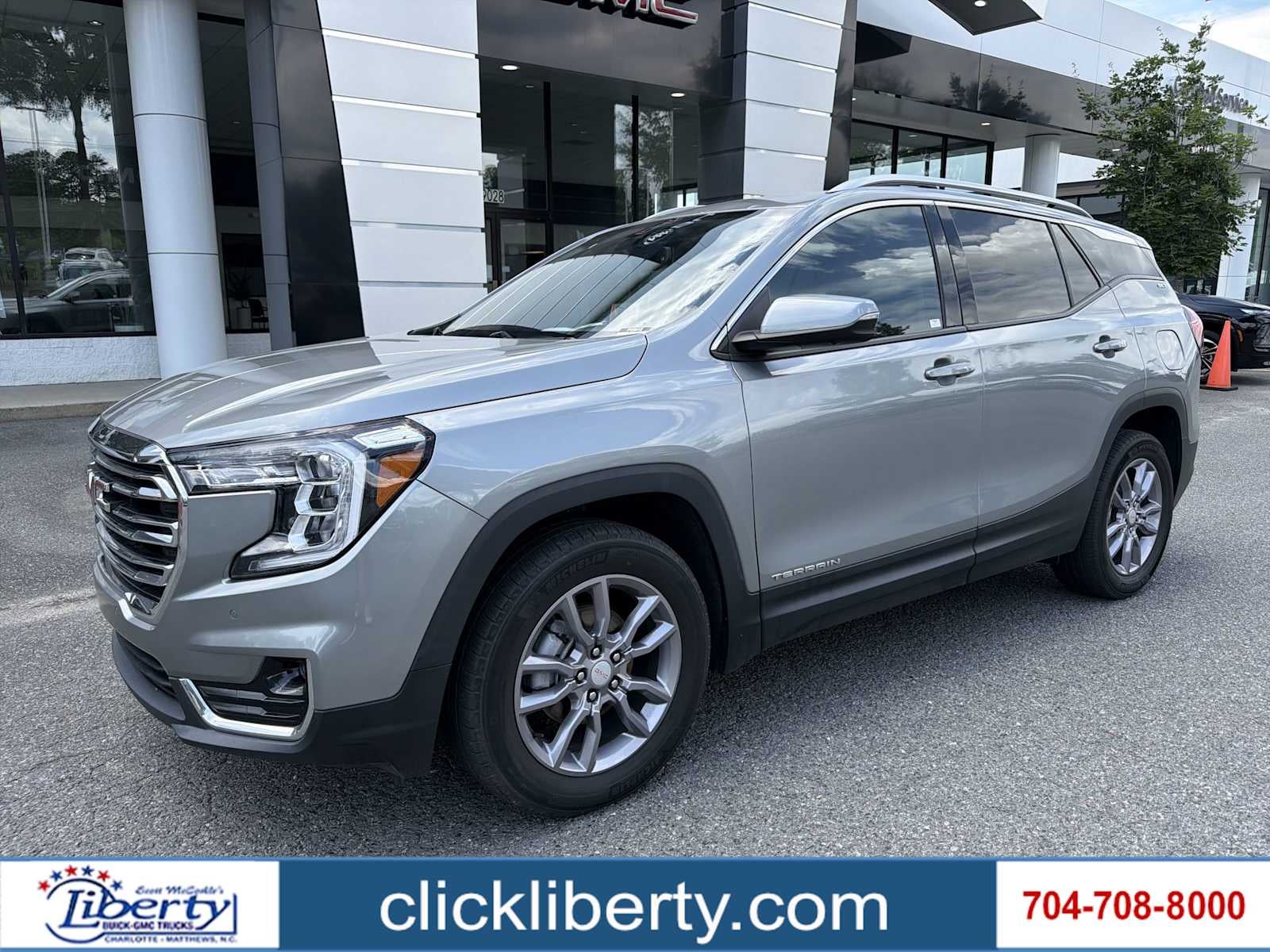 2023 GMC Terrain SLT in Sterling Metallic — front three-quarter view